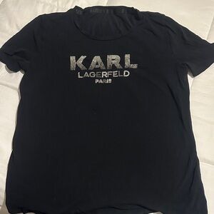 Karl Lagerfeld Black Tee with Silver Logo